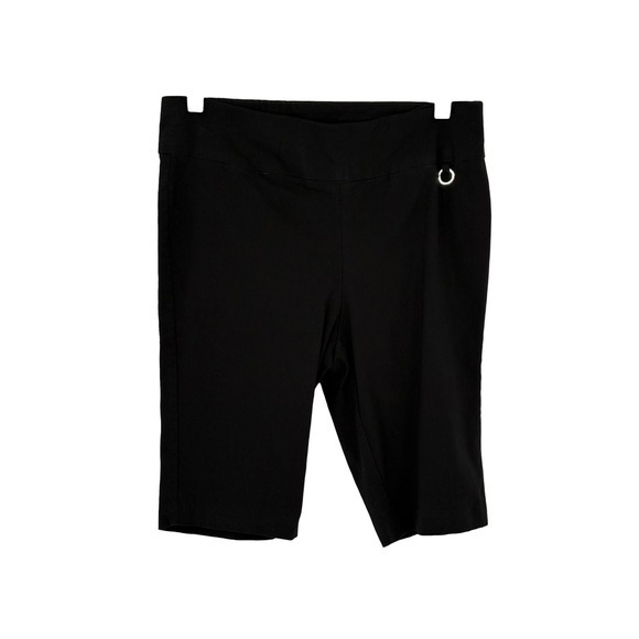 Rafaella Pants - Rafaella Comfort Bermuda Shorts Black Stretch Pull On Silver Ring Size 10